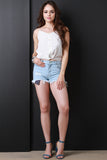 Hanging Pockets Distressed Denim Shorts