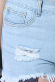 Hanging Pockets Distressed Denim Shorts