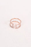 Double Bar Rhinestone Open Ended Ring