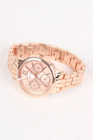 Rhinestone Accent Chronograph Watch