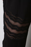 High Waist Lace Insert Wide Leg Pants