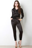 High Waisted Satin Jogger Pants