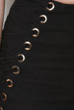 High Waist Side Eyelet Lace-Up Shorts