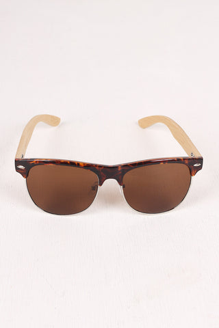 Wayfarer Faux Wooden Arms Sunglasses