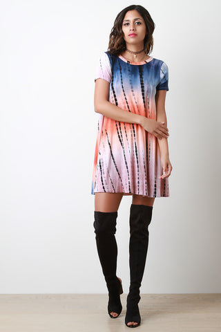 Tie Dye Open Back T-Shirt Dress