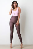 Two Tone Ruched Mesh Jumpsuit