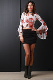 Floral Long Bell Sleeve High Low Top