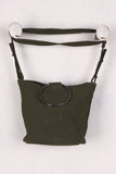 Vegan Nubuck Hoop Accent Crossbody Bag