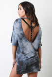 Tie Dye Strappy Grommet Peace Tunic T-Shirt Dress
