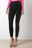 Grommet Corset Lace-Up High Waist Skinny Pants