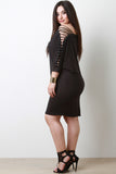 Eyelet Lace Up Dolman Sleeves Midi Dress
