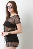 Fishnet Mesh Boat Neck Romper
