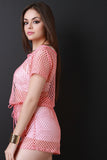 Fishnet Mesh Boat Neck Romper