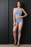 Melange Knit Contrast Trim Matching Set