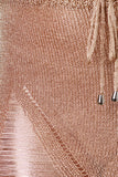 Shredded Semi-Sheer Metallic Loose Knit Mini Skirt