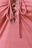 Grommet Lace Up Cold Shoulder Dress