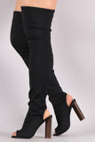 Fitted Elastane Chunky Heeled Over-The-Knee Boots