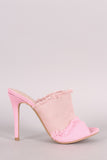Shoe Republic LA Colorblock Frayed Denim Mule Stiletto Heel