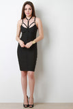 Strappy Choker Ringlet Bandage Midi Dress