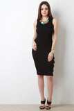 Ribbed Knit Button Up Side Slit Midi Dress