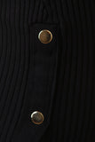 Ribbed Knit Button Up Side Slit Midi Dress