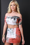 Graphic Tie Dye Jersey Knit Bardot Crop Top