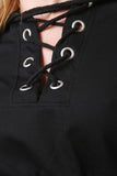 Striped Lace-Up Hooded Crop Top