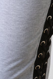 Grommet Lace-Up Striped Jogger Pants
