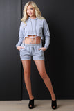 Distressed Terry Knit Drawstring Shorts