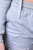 Distressed Terry Knit Drawstring Shorts