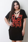 Slay Rock Star Graphic O-Ring T-Shirt Dress
