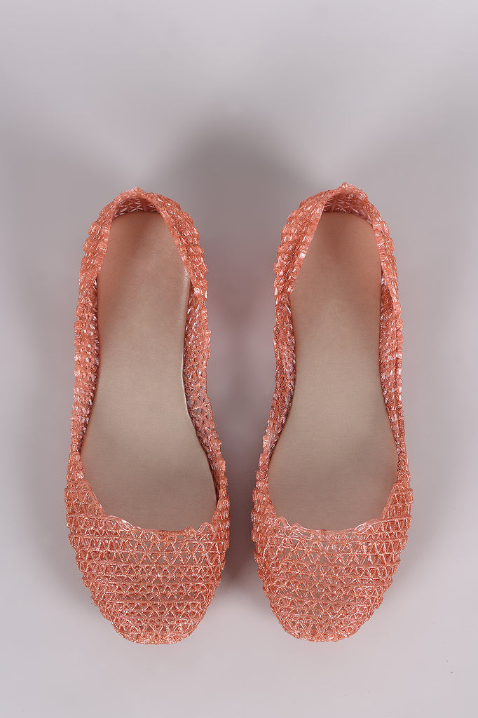Glitter Woven Slip-On Jelly Flat