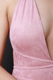 Plunging V-Neck Suede Crisscross Self-Tie Back Jumpsuit