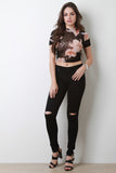Mid Rise Slit Knees Skinny Jeans