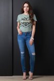 Mid Rise Distressed Knees Skinny Jeans