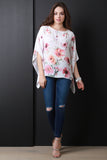 Textured Floral Boat Neck Poncho Top