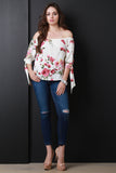 Floral Bardot Self-Tie Sleeve Top