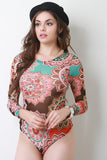 Semi-Sheer Tribal Pattern Bodysuit