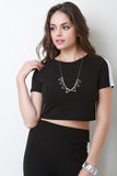 Striped Sleeve Jersey Knit Crop Top