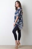 Semi-Sheer Floral Side Vent Lightweight Kimono