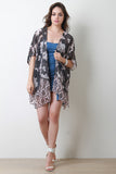 Semi-Sheer Floral Side Vent Lightweight Kimono