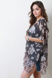 Semi-Sheer Floral Side Vent Lightweight Kimono