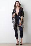Semi-Sheer Feather Side Vent Lightweight Kimono