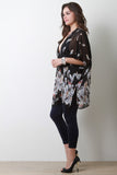 Semi-Sheer Feather Side Vent Lightweight Kimono