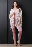 Semi-Sheer Feather Side Vent Lightweight Kimono
