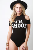 Im Shook Cold Shoulder Mock Neck Bodysuit