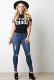 Im Shook Cold Shoulder Mock Neck Bodysuit