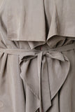 Sleeveless Draped Collar Belted Maxi Vest