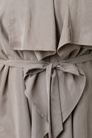 Sleeveless Draped Collar Belted Maxi Vest