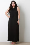 French Terry Hooded Slashed Back Maxi Dress